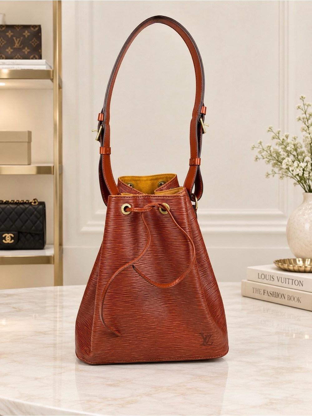 Louis Vuitton Epi Leather Vintage Noé GM Bucket Bag Brown Cognac Shoulder Bag